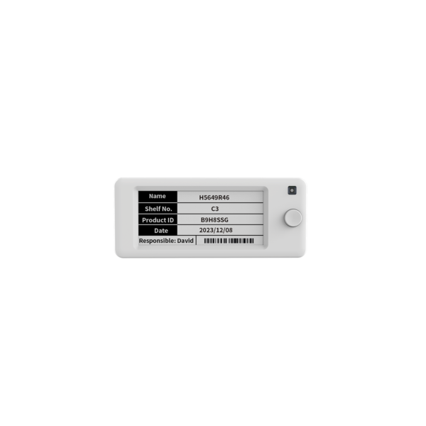 SE-290A front image Opticon SE-290A e-paper labels mounted on a shelf edge showing product names and prices